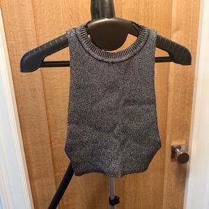 Zara metallic silver knit crop top - size XS